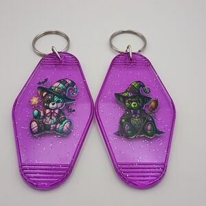 Motel Keychain Custom Retro Styled Purple Glitter Gothic Bears Keychain Keyrings